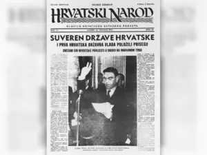 Ante Pavelić sa 3 prsta na naslovnici ustaškog glasila "Hrvatski narod"