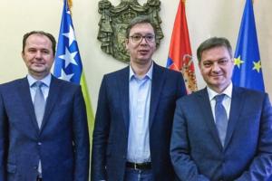 Safet Softić, Aleksandar Vučić i Denis Zvizdić u Beogradu 15. feb 2017.